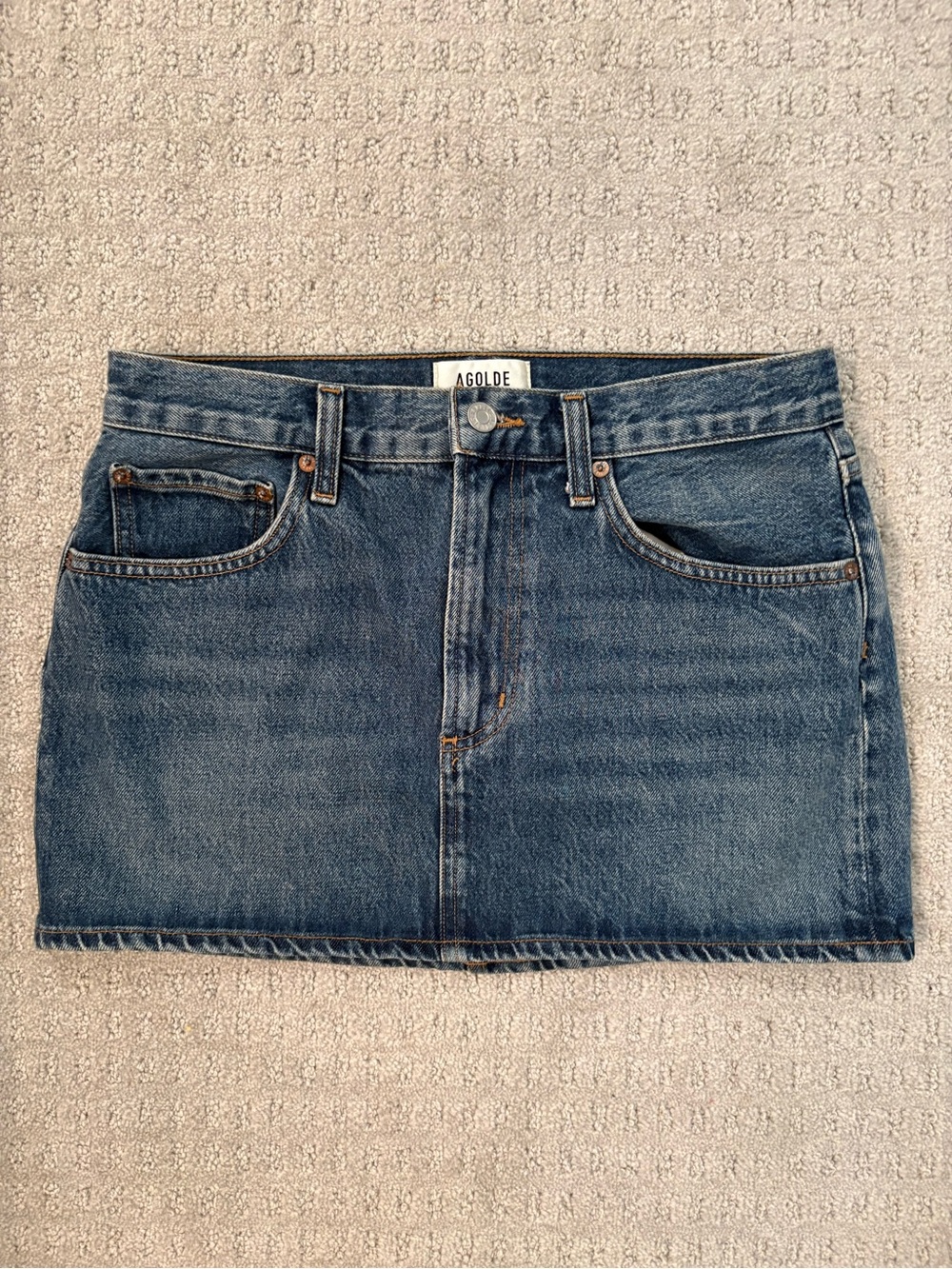 Agolde Classic Indigo Denim Mini Skirt